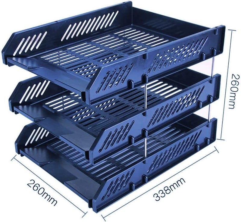 FRENYEAR File Tray Rack ABS Plastics | Foldable Office Desk Accessories | Durable & Sturdy | Easy Assembly | Efficient Organizer | Plastic Office Stationery Files Layer Rack (3 Layer) - Image 2