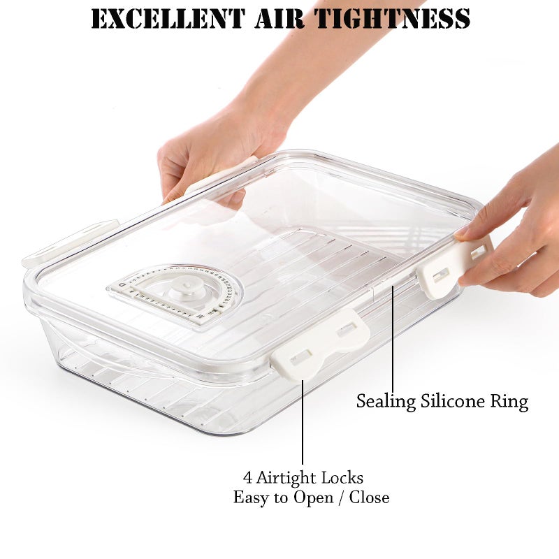 Okllen 2 Pack Bacon Container for Refrigerator, Plastic Cheese & Deli Meat Container with Air-sealed Tight Lids for Fridge, Bacon Keeper with Food Serving Tongs Cold Cuts Food Storage Organizer - Image 3