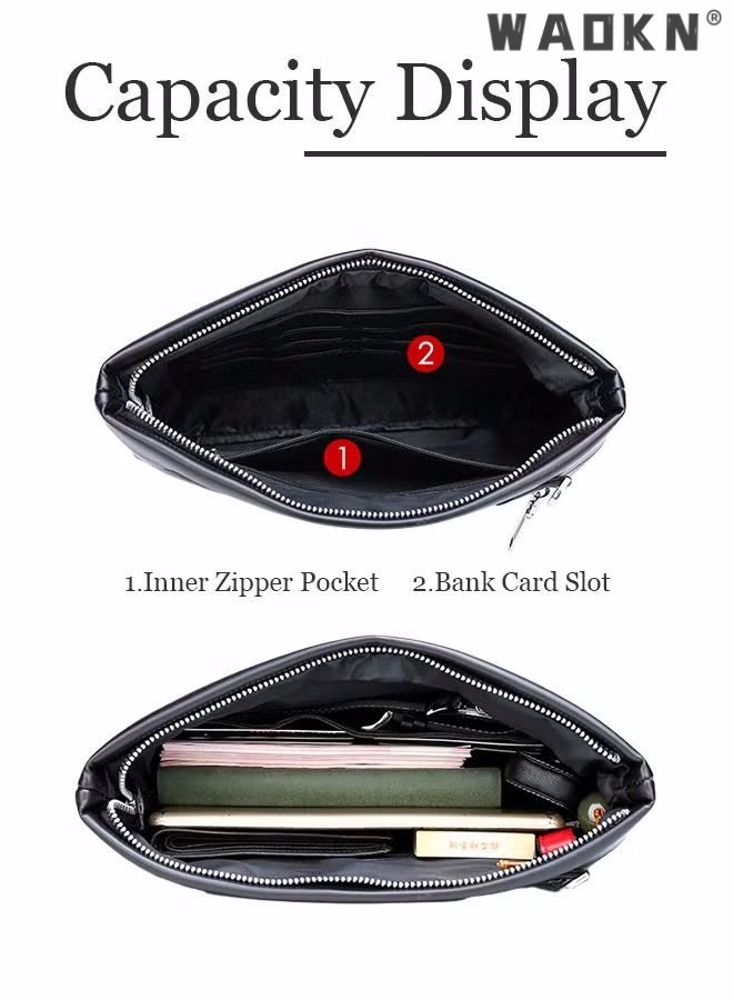 دبليو أيه أو كي أن رجل مخلب حقيبة جلدية محفظة، الطوطم تنقش الطباعة مخلب حقيبة سوبر سليم مكافحة سرقة الحد الأدنى محكم كبير جلدية محفظة بطاقة القضية هدية للذكور سعة كبيرة محفظة طويلة حقيبة الهاتف الأسود - Image 3