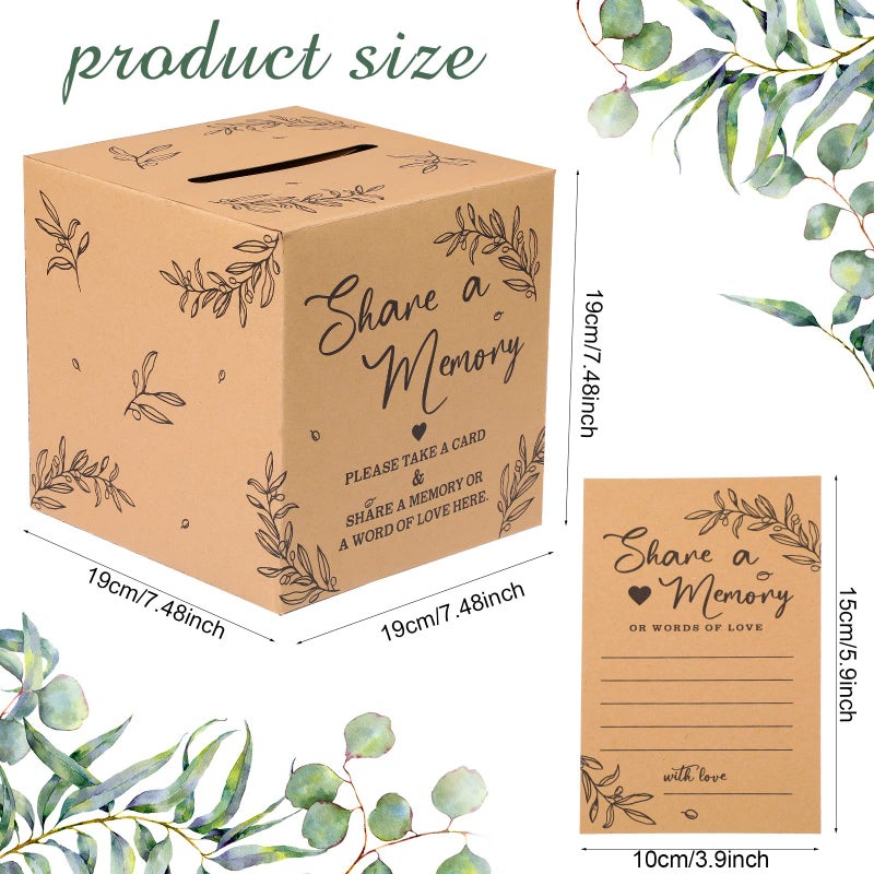 Pajean 50 Pcs Share a Memory Cards for Collections of Life, Memory Cards Box for Guest Ideas Funeral Graduation Wedding Bridal Shower Birthday Anniversary Retirement(Kraft Color) - Image 2