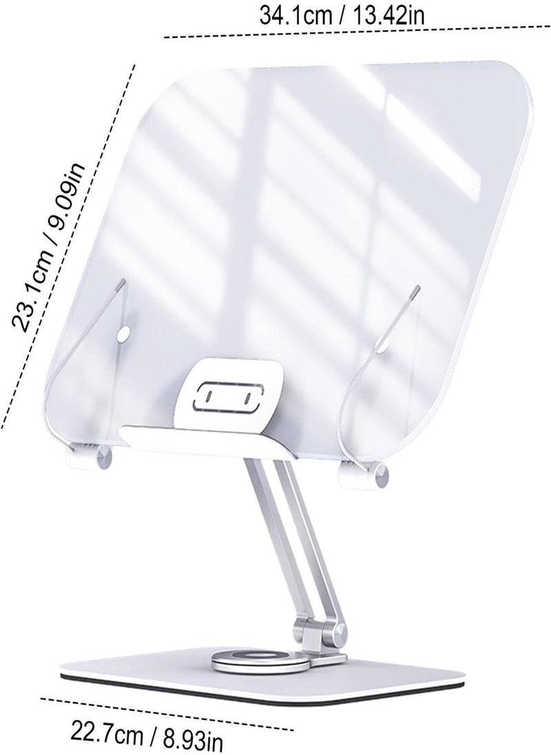 Textbook Stand,Hands-free Book Holder | 360 ° Rotating Base Rotatable Acrylic Book Stand For Hands-free Reading Of Books, Recipes, Kindergartens, Mobile Phones