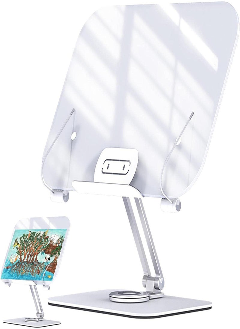 Textbook Stand,Hands-free Book Holder | 360 ° Rotating Base Rotatable Acrylic Book Stand For Hands-free Reading Of Books, Recipes, Kindergartens, Mobile Phones