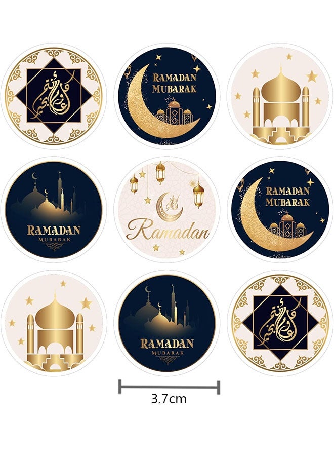 KOOKNA Ramadan Kareem Stickers Eid Mubarak Stickers, Black Gold Ramadan Party Decorations Labels, 180 Pcs (20 Sheets) - Image 2