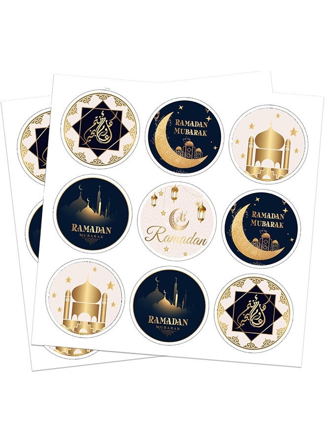KOOKNA Ramadan Kareem Stickers Eid Mubarak Stickers, Black Gold Ramadan Party Decorations Labels, 180 Pcs (20 Sheets) - Image 5