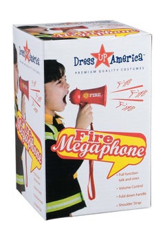 Dress Up America Firefighter Megaphone for Kids - Red Fireman Megaphone Bullhorn with Siren Sound  - Image 5