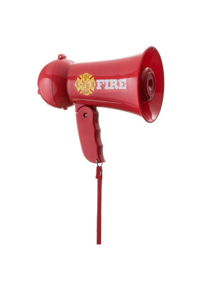 Dress Up America Firefighter Megaphone for Kids - Red Fireman Megaphone Bullhorn with Siren Sound  - Image 1