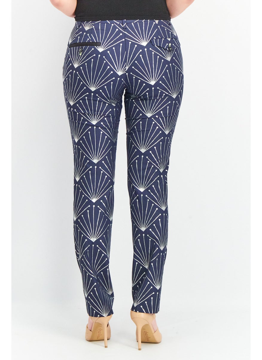 Twisted Tailor - Women Regular Fit Allover Print Pants, Navy - Image 1