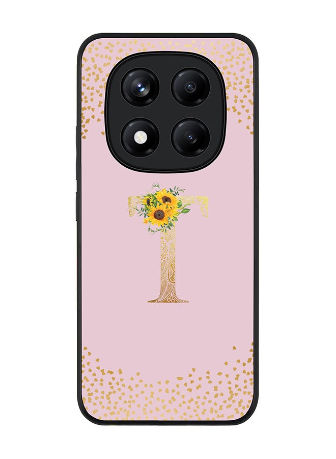 Stylizedd For Xiaomi Redmi Note 14 Pro 4G 4G Case,Slim fit Camera Protection, Shockproof Thin Phone cover  - Custom Floral Monogram - T  (Pink ) - Image 1