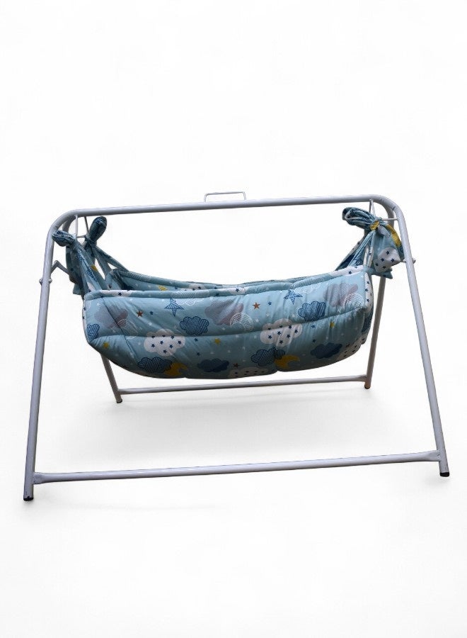RIVAL Traditional Jizani Baby Rocking Cradle with Heavy-Duty Metal Frame & Padded Fabric - Image 1