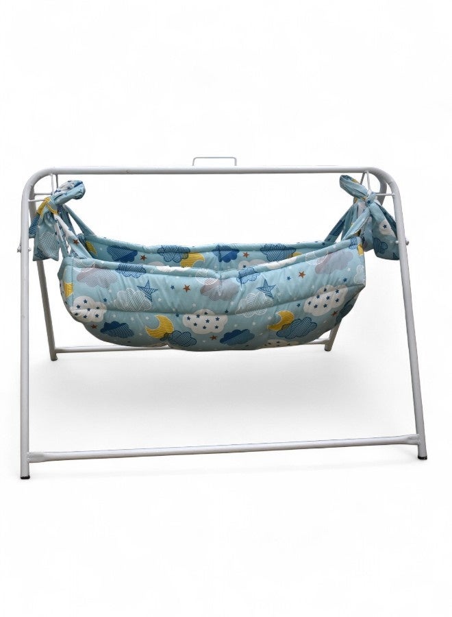RIVAL Traditional Jizani Baby Rocking Cradle with Heavy-Duty Metal Frame & Padded Fabric - Image 2
