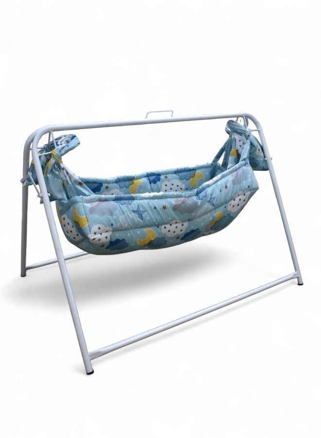 RIVAL Traditional Jizani Baby Rocking Cradle with Heavy-Duty Metal Frame & Padded Fabric - Image 3