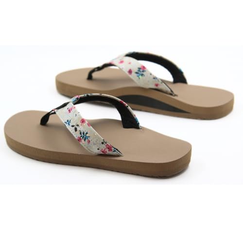 SHAPECRUNCH Women's Arch Support Slippers | Ortho Flipflops with soft MCR footbed - Reduce Pressure on Feet, Joints, and Back (Beige - Floral, UK Footwear Size System, Adult, Women, Numeric, Medium, 4) - Image 5