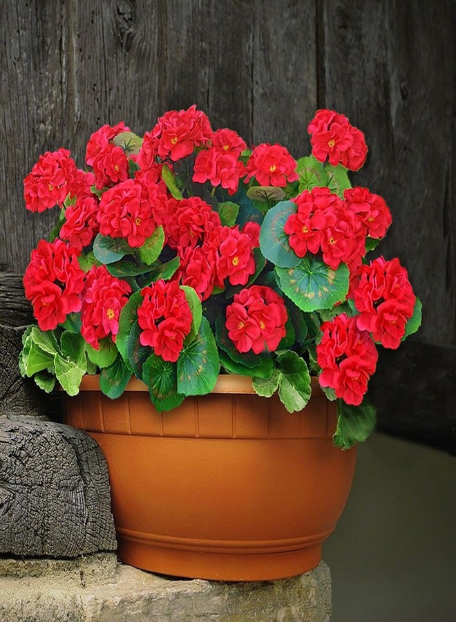 Cherica Fake Outdoor Flowers, 4 Pcs Artificial Flowers For Outdoors, Red Artificial Geraniums Plastic Flowers, Fake Plant For Outside, Silk Faux Flowers For Outdoor Planters UV Resistant For Front Porch - Image 5