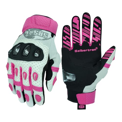 Seibertron SPS-2 Unisex Touchscreen Road Racing Motorcycle MTB Sports Gloves Also fit BMX MX ATV Mountain Bike Bicycle Cycling Off-Road/Dirt Bike Motocross etc Full Finger Adult Pink S - Image 2