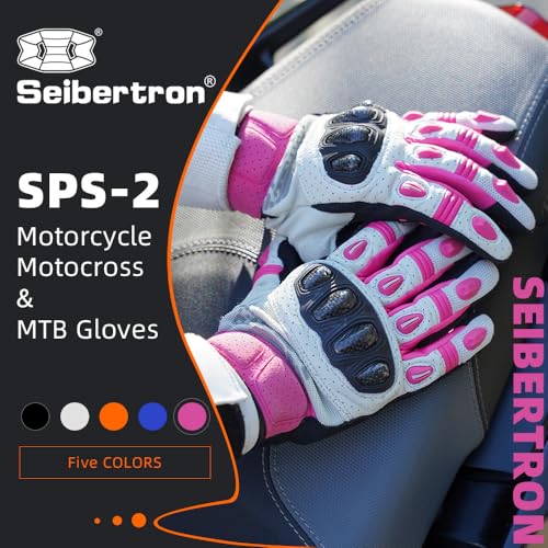 Seibertron SPS-2 Unisex Touchscreen Road Racing Motorcycle MTB Sports Gloves Also fit BMX MX ATV Mountain Bike Bicycle Cycling Off-Road/Dirt Bike Motocross etc Full Finger Adult Pink S - Image 3