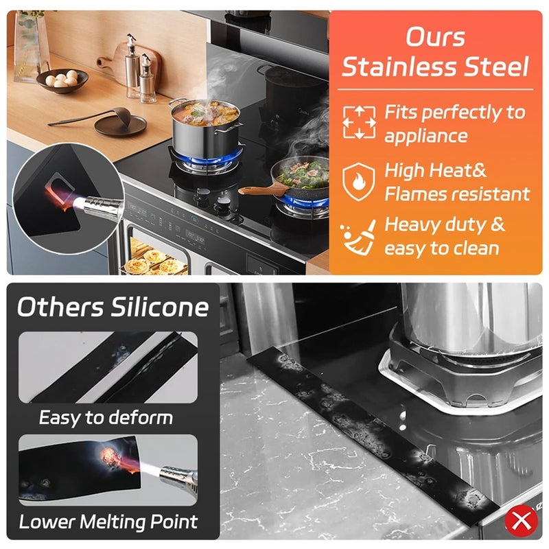 Stovetop Cover: 13.8 To 27.6 Inch Adjustable Sliding Stainless Steel Stove Guard - Heat Resistant Dishwasher Safe Gap Protector for Home Kitchen Counter Stove Gaps - Image 4