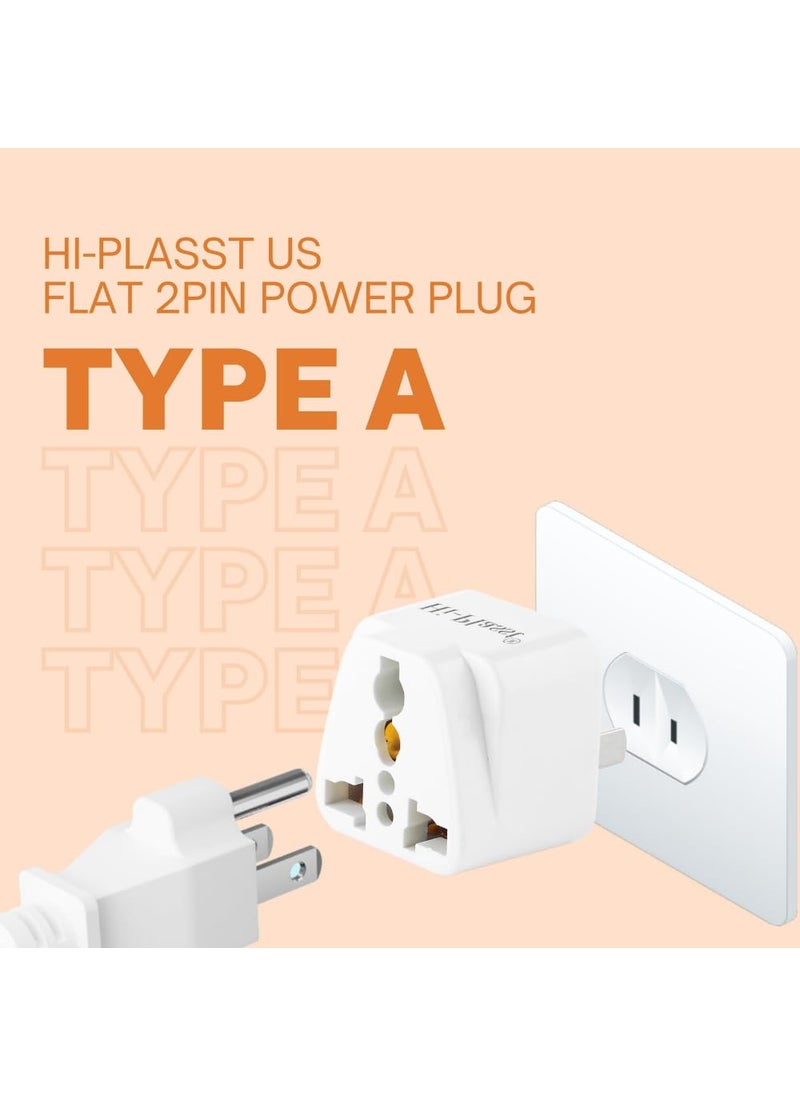 HI PLASST PINS N PLUGS HiPlasst Pack of 5 India to USA Converter Type A Plug Adapter for USA Canada Mexico Japan Thailand Philippines US Travel Adapter 2 Pin Plug Adapter  - Image 4