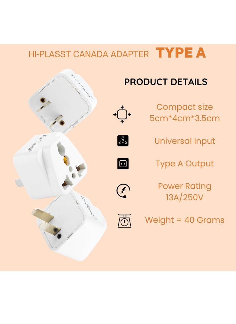 HI PLASST PINS N PLUGS HiPlasst Pack of 5 India to USA Converter Type A Plug Adapter for USA Canada Mexico Japan Thailand Philippines US Travel Adapter 2 Pin Plug Adapter  - Image 3
