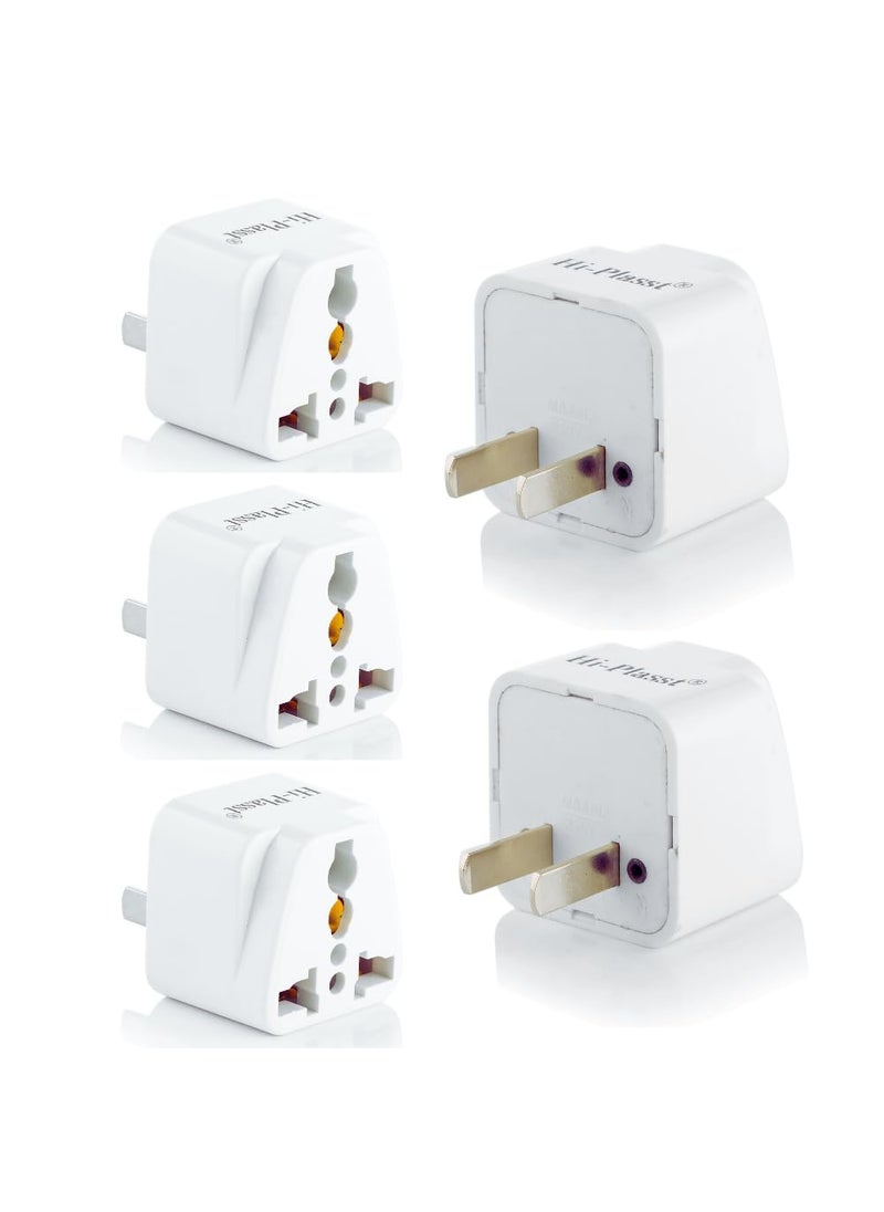 HI PLASST PINS N PLUGS HiPlasst Pack of 5 India to USA Converter Type A Plug Adapter for USA Canada Mexico Japan Thailand Philippines US Travel Adapter 2 Pin Plug Adapter  - Image 1