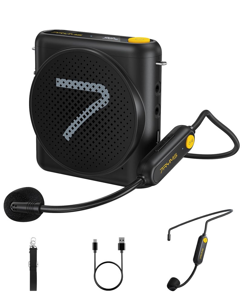 7RYMS WA1 Wireless Voice Amplifier with Headset Microphone for Teachers Personal Power Amplifier with Noise Canceling 164ft Range 23H Working Microphone Speaker for Teaching Speech YogaBlack - Image 2