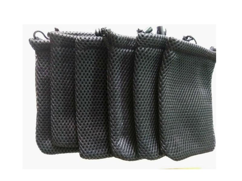 GBSTORE 6 Pcs Black Cell Phone or MP3 Nylon Mesh Drawstring Pouch Bags
