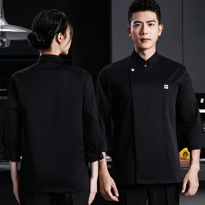 New Fabric High-End Elastic Chef Work Clothes Long Sleeve Men'S And Women'S Dining El Restaurant Kitchen Executive Chef - Image 1
