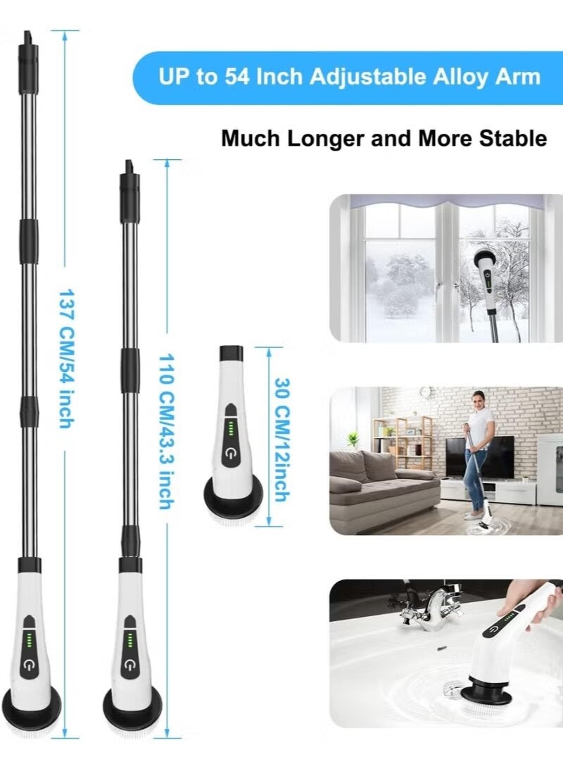 ELTRAZONE Cordless Electric Spin Scrubber with Rechargeable Battery, Adjustable Long Handle & Replaceable Brush Heads – Powerful Multi-Surface Cleaning Brush for Bathroom, Kitchen, Floor, Tub, Sink, and Home Surfaces - Image 4
