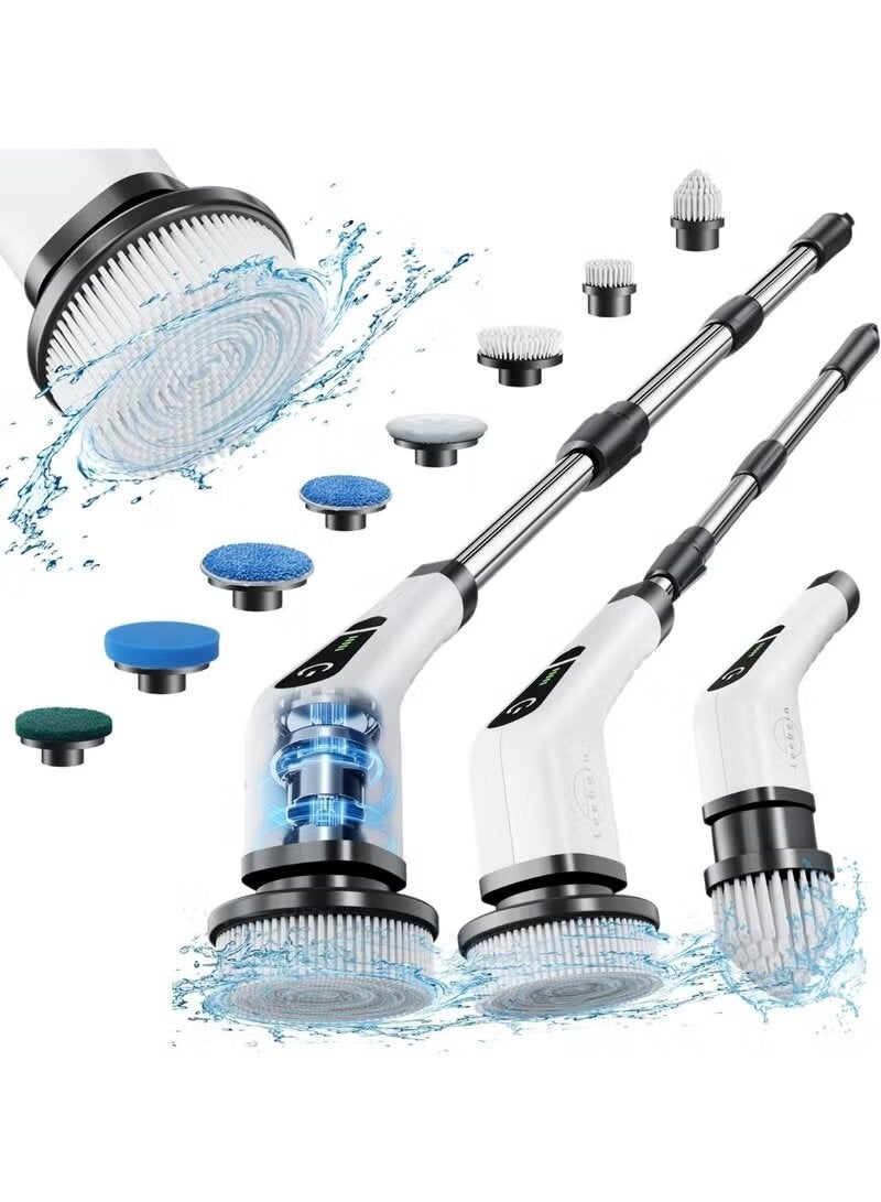 ELTRAZONE Cordless Electric Spin Scrubber with Rechargeable Battery, Adjustable Long Handle & Replaceable Brush Heads – Powerful Multi-Surface Cleaning Brush for Bathroom, Kitchen, Floor, Tub, Sink, and Home Surfaces - Image 1