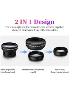GMORO 2 in 1 Phone Lens Clip，0.45WM Phone Lens Kit 0.45X Super Wide Angle and 12.5X Super Macro Lens HD Camera Lenses with Lens Clip for iPhone Samsung Huawei Xiaomi More Smartphone  - Image 2