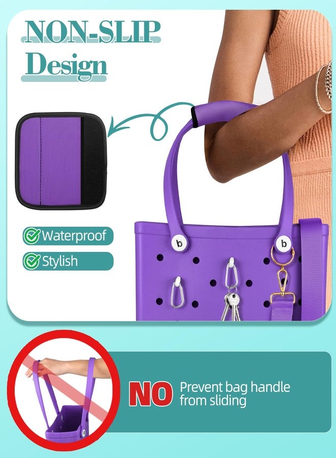 Toykee Bag Strap Charms Crossbody for Bogg Bag Accessories - Shoulder Strap Neoprene Luggage Handle Wrap for Suitcase & 2 Key Holders Purple - Image 3