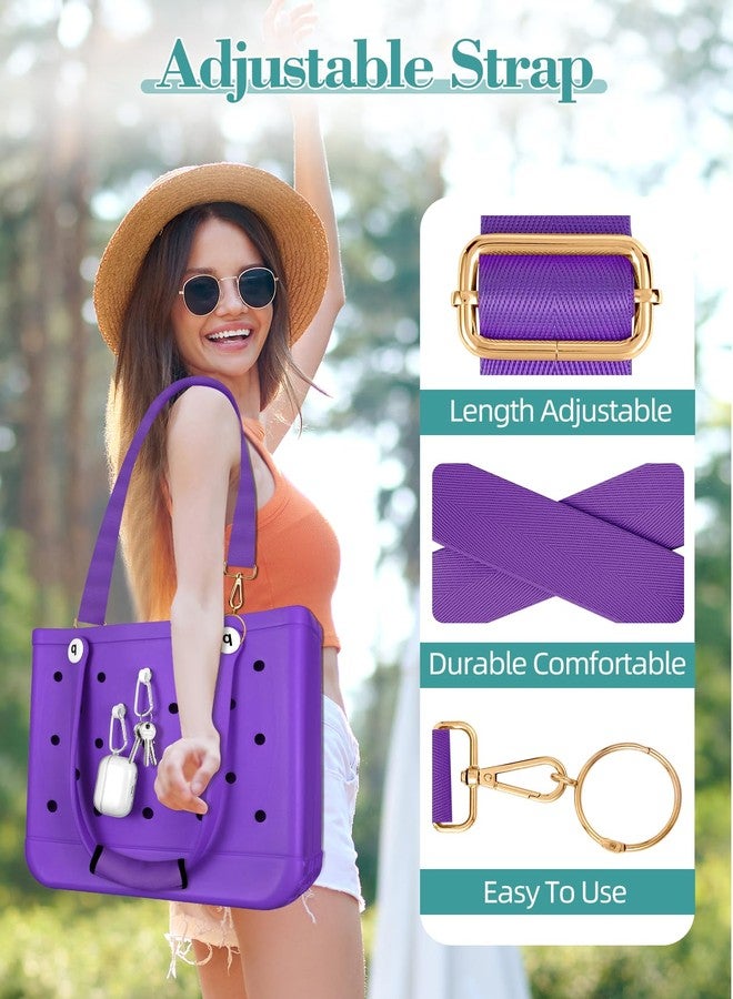 Toykee Bag Strap Charms Crossbody for Bogg Bag Accessories - Shoulder Strap Neoprene Luggage Handle Wrap for Suitcase & 2 Key Holders Purple - Image 2