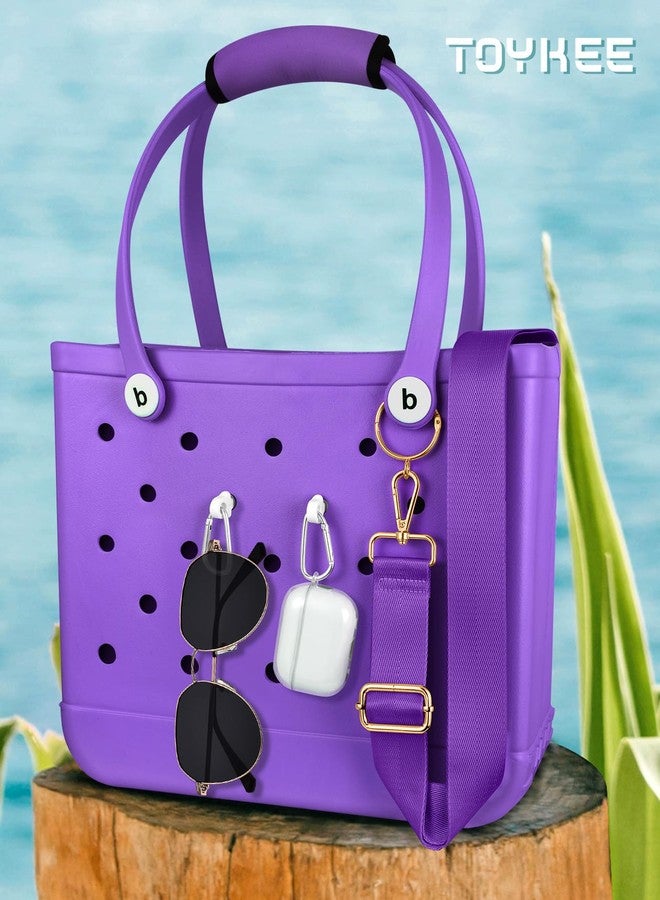 Toykee Bag Strap Charms Crossbody for Bogg Bag Accessories - Shoulder Strap Neoprene Luggage Handle Wrap for Suitcase & 2 Key Holders Purple - Image 4