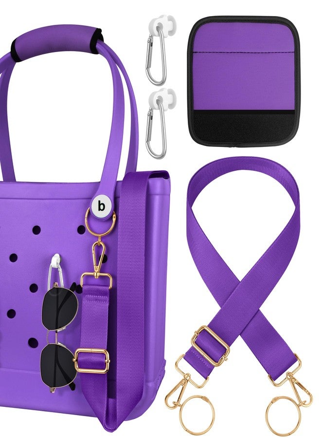 Toykee Bag Strap Charms Crossbody for Bogg Bag Accessories - Shoulder Strap Neoprene Luggage Handle Wrap for Suitcase & 2 Key Holders Purple - Image 1