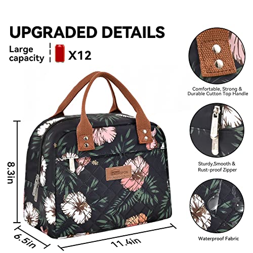 HOMESPON Insulated Lunch Bag for Women Men Adults Lunch Tote with Front Pocket Lunch Box Container Cooler Bag for Work Picnic (Floral) - Image 5