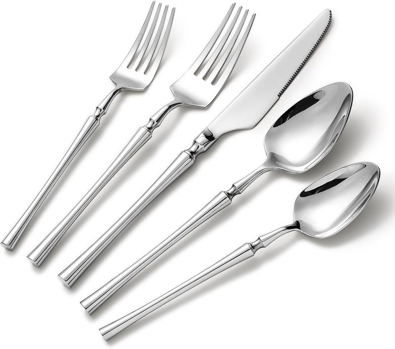 Lazycorner Silverware Set 30 Pcs Flatware Set 18/10 Stainless Steel Utensils Set Forks and Spoons Silverware Set Mirror Finish Cutlery Set For Restaurant Hotel Party Dishwasher Safe - Image 1