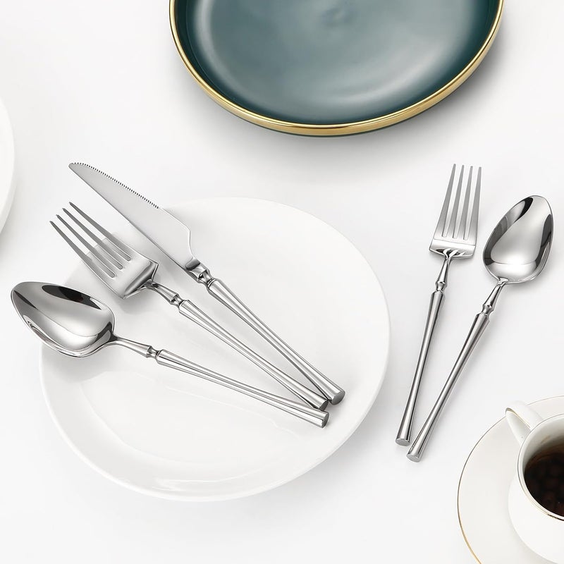 Lazycorner Silverware Set 30 Pcs Flatware Set 18/10 Stainless Steel Utensils Set Forks and Spoons Silverware Set Mirror Finish Cutlery Set For Restaurant Hotel Party Dishwasher Safe - Image 5