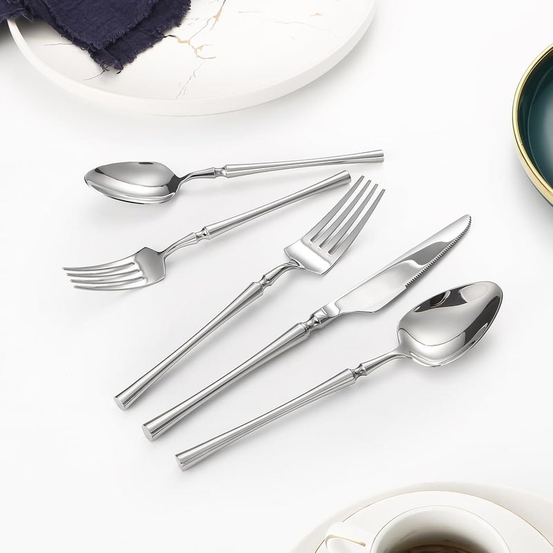 Lazycorner Silverware Set 30 Pcs Flatware Set 18/10 Stainless Steel Utensils Set Forks and Spoons Silverware Set Mirror Finish Cutlery Set For Restaurant Hotel Party Dishwasher Safe - Image 4