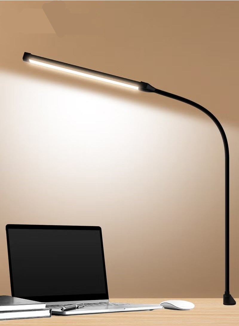 Beauenty LED Desk lamp with Clamp EyeCaring Clip on Lights for Home Office 3 Modes 10 Brightness Long Flexible Gooseneck Metal Swing Arm Architect Task Table Lamps -- Black large size - Image 1