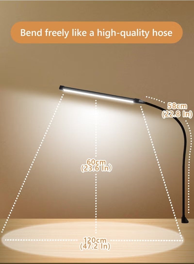Beauenty LED Desk lamp with Clamp EyeCaring Clip on Lights for Home Office 3 Modes 10 Brightness Long Flexible Gooseneck Metal Swing Arm Architect Task Table Lamps -- Black large size - Image 5