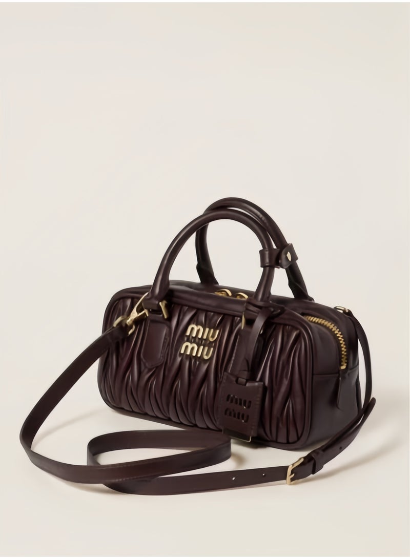 Miu Miu Arcadia Matelassé Nappa Leather Women's Bag, Women's Tote Bag, Women's Shoulder Bag, Women's Cross body Bag, Women's Handbag, Coffee-Brown - Image 3