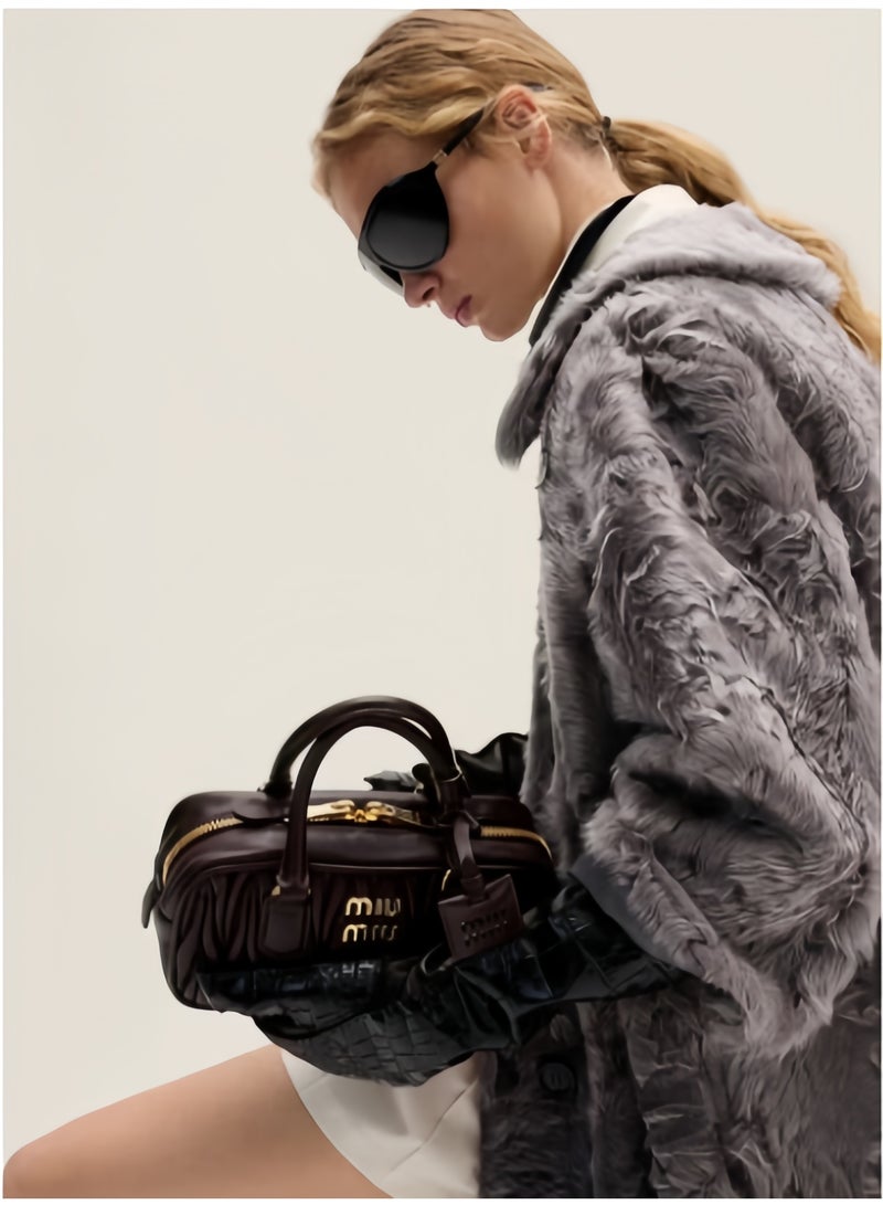 Miu Miu Arcadia Matelassé Nappa Leather Women's Bag, Women's Tote Bag, Women's Shoulder Bag, Women's Cross body Bag, Women's Handbag, Coffee-Brown - Image 2