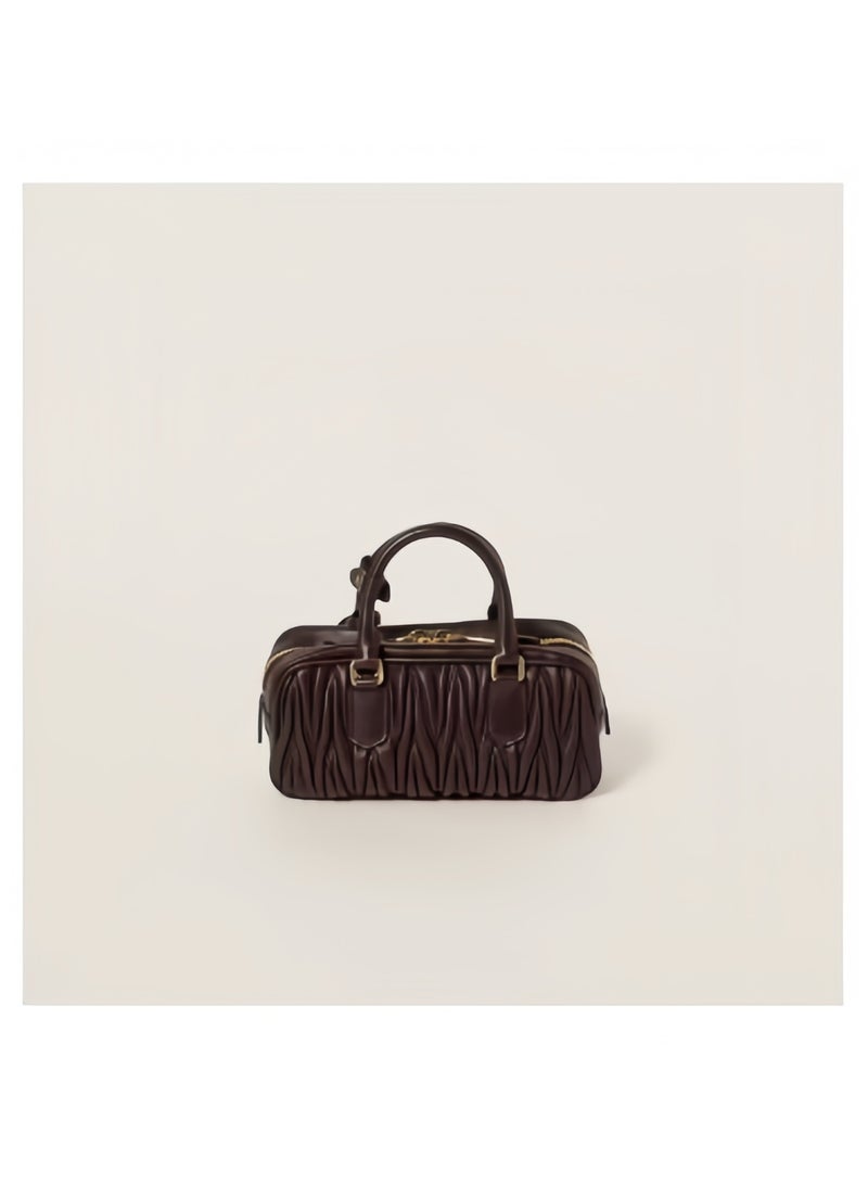 Miu Miu Arcadia Matelassé Nappa Leather Women's Bag, Women's Tote Bag, Women's Shoulder Bag, Women's Cross body Bag, Women's Handbag, Coffee-Brown - Image 4