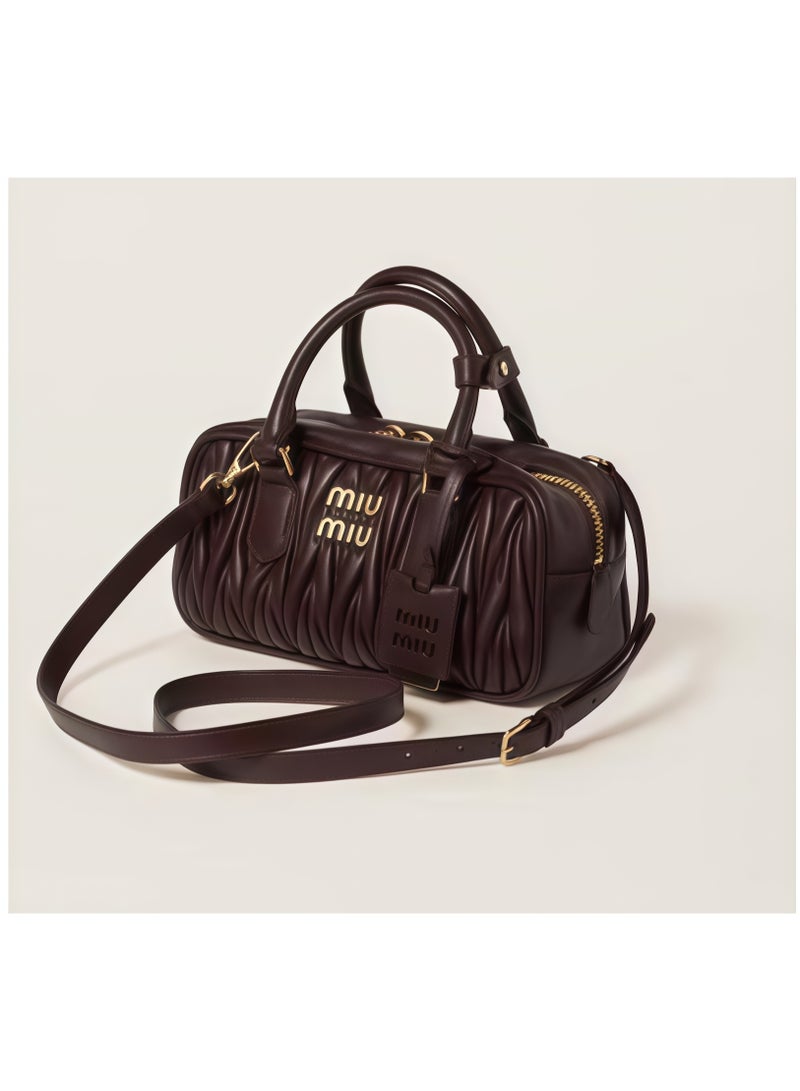 miu miu Arcadia Matelassé Nappa Leather Women's Bag, Women's Tote Bag, Women's Shoulder Bag, Women's Cross body Bag, Women's Handbag, Coffee-Brown - Image 2