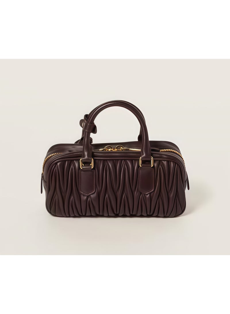 miu miu Arcadia Matelassé Nappa Leather Women's Bag, Women's Tote Bag, Women's Shoulder Bag, Women's Cross body Bag, Women's Handbag, Coffee-Brown - Image 3