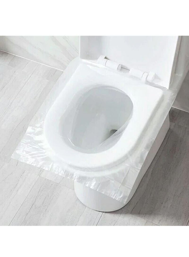 DubaiGallery 50 Pieces Disposable Plastic Toilet Seat Cover Waterproof and Non Slip Individually Wrapped for Travel Perfect for Potty Training Ideal for Adults (Transparent, 50 Pieces)  - Image 3
