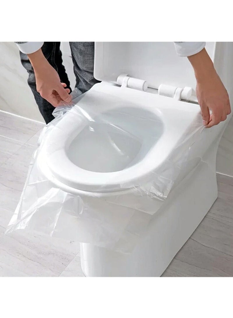 DubaiGallery 50 Pieces Disposable Plastic Toilet Seat Cover Waterproof and Non Slip Individually Wrapped for Travel Perfect for Potty Training Ideal for Adults (Transparent, 50 Pieces)  - Image 2