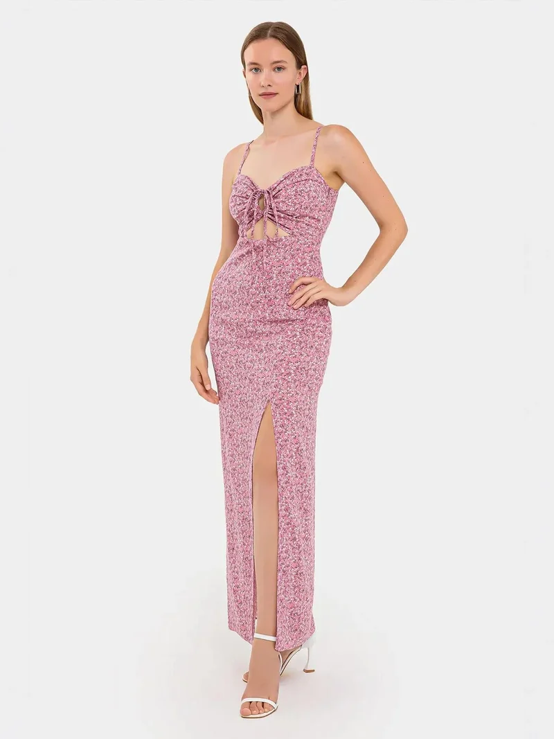 HICCUP Floral Maxi Dress with Bust Cut-Out