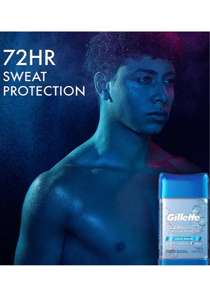Gillette 5-Piece Antiperspirant Deodorant for Men ClearShield, Non- Irritant, Cool Wave With 72 Hrs Sweat Protection 5x108g - Image 2