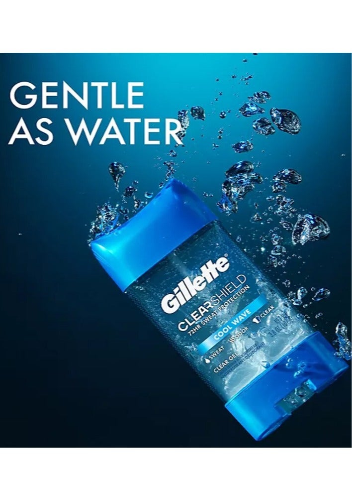 Gillette 5-Piece Antiperspirant Deodorant for Men ClearShield, Non- Irritant, Cool Wave With 72 Hrs Sweat Protection 5x108g - Image 3