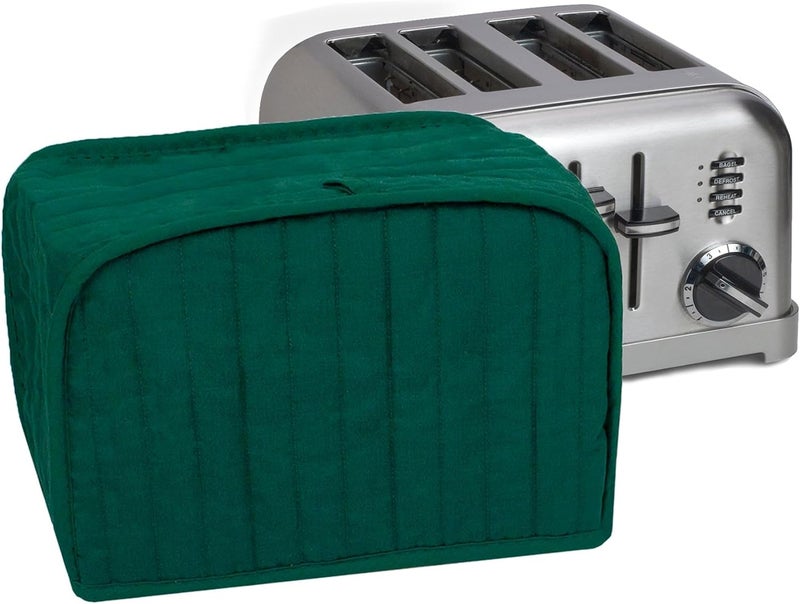Polyester/Cotton Quilted Four Slice Toaster Appliance Cover, Dust and Fingerprint Protection, Machine Washable, Dark Green